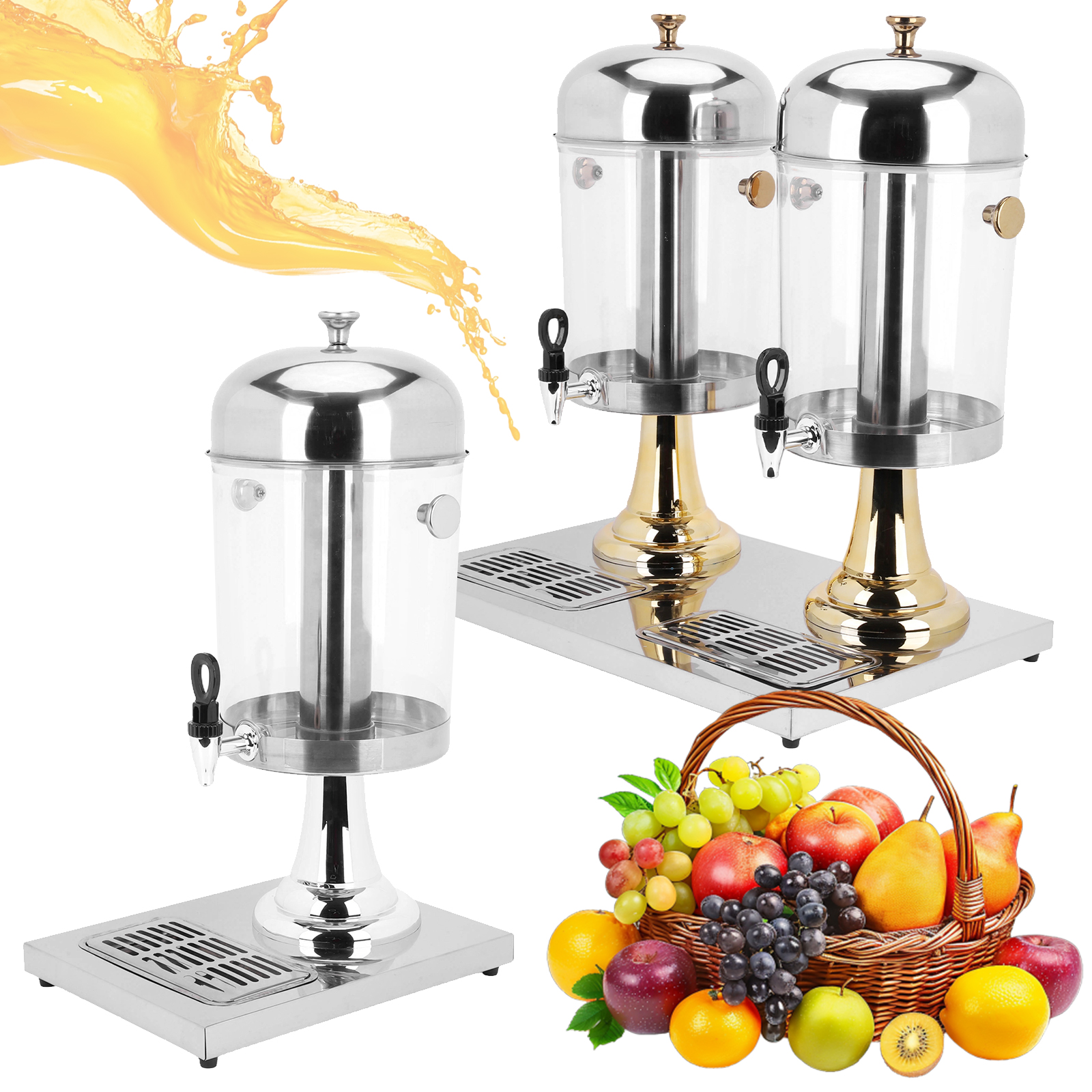 Cold Drink Dispenser - 2.1/4.2 Gallon Beverage Dispenser with Stand