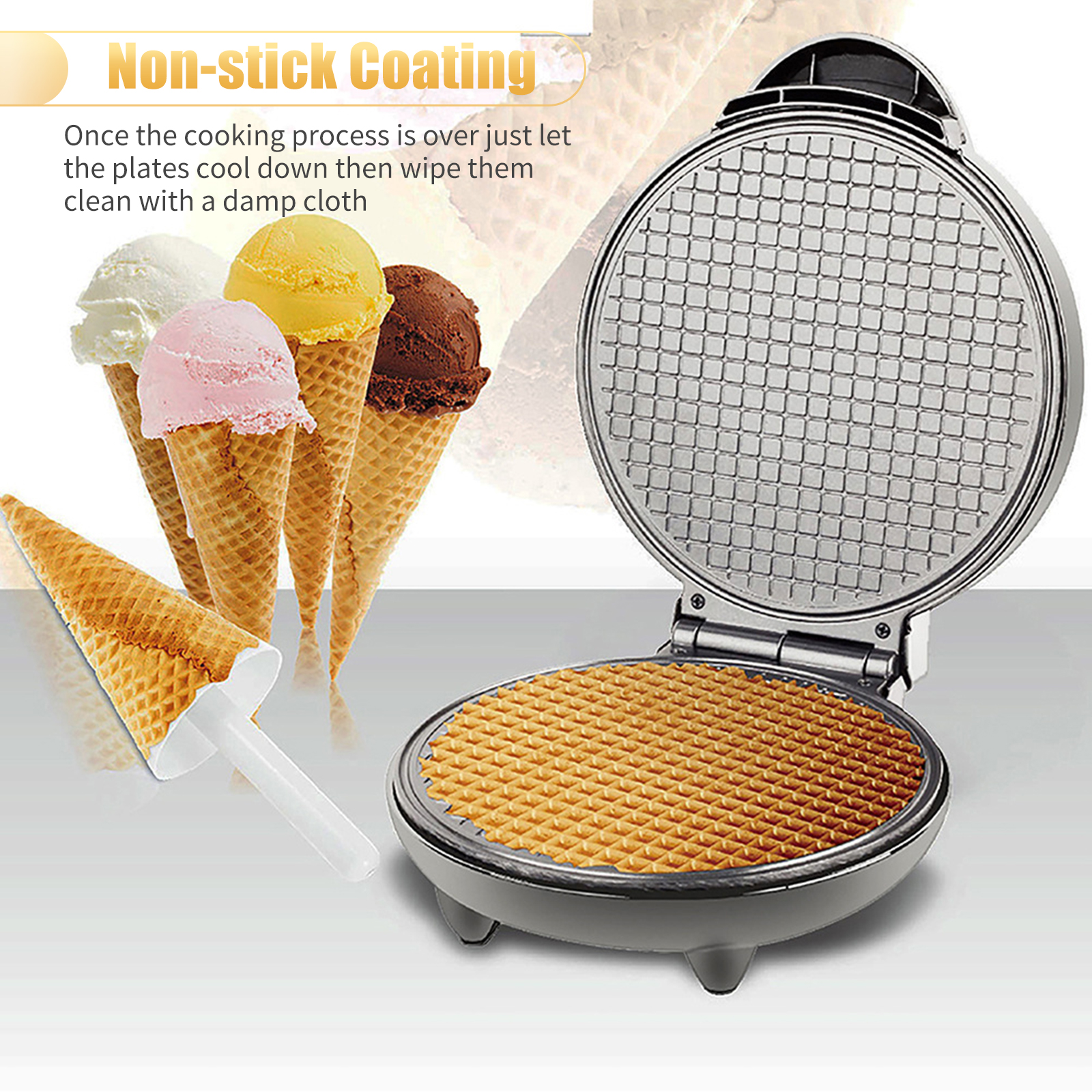 Rotary Bakery Oven - 1200W Waffle Maker Nonstick Baking Iron