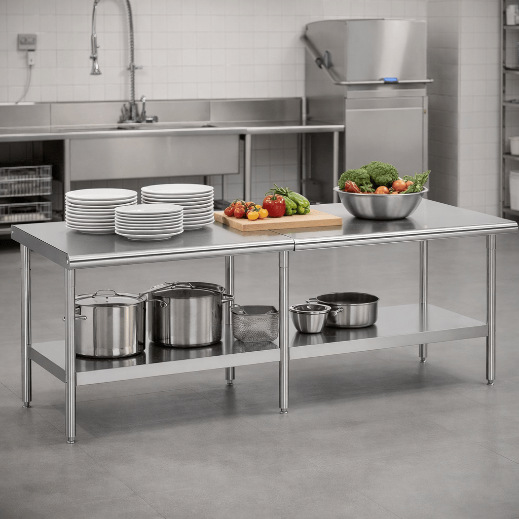 Commercial Kitchen Tables - 30×48–30×108 Inch Stainless Steel Commercial Work