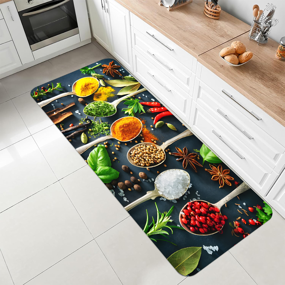 Commercial Kitchen Mats Anti Fatigue - Vintage Spices Pattern Kitchen Mat Non-slip