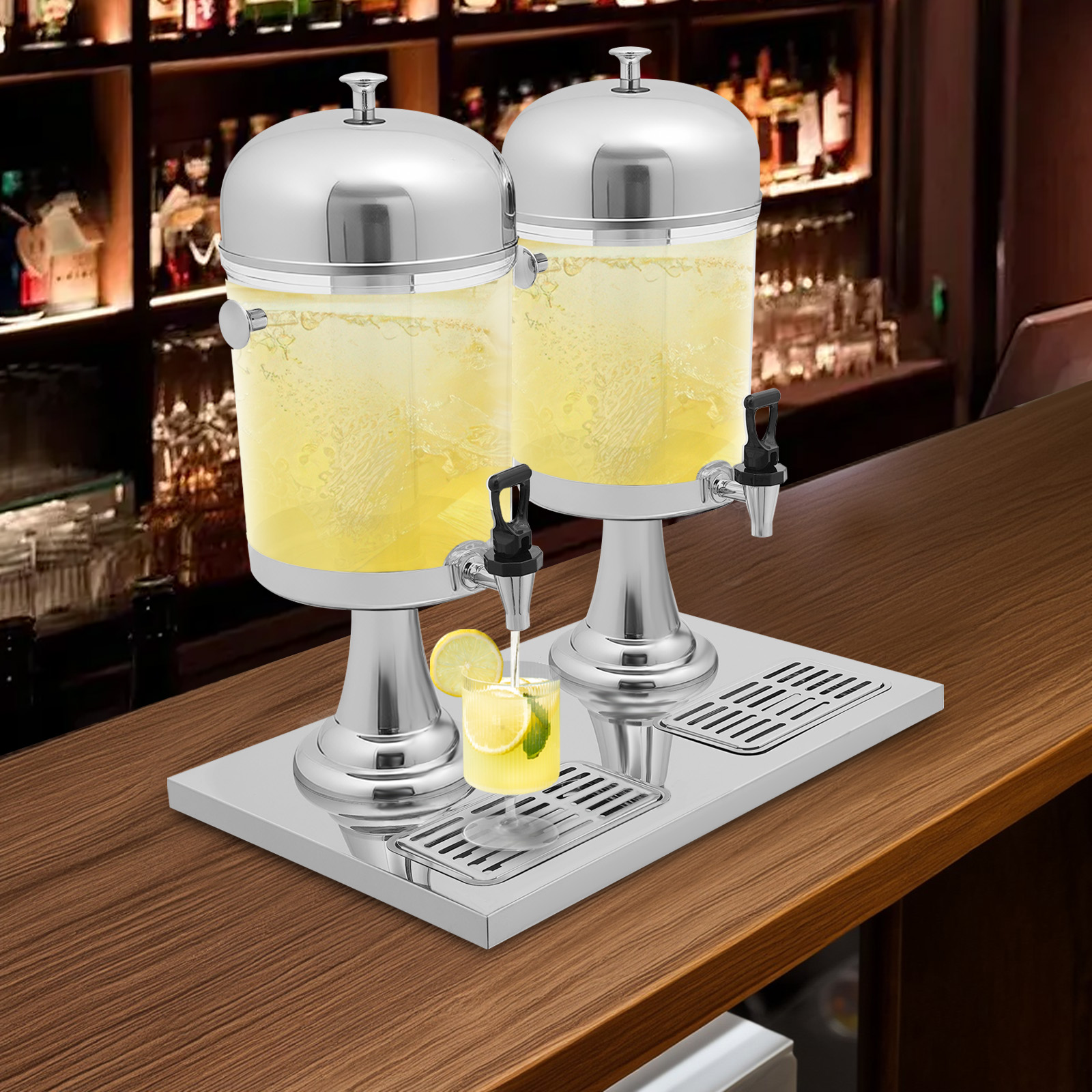 Cold Drink Dispenser - Beverage Dispenser, 16L Double Barrel with