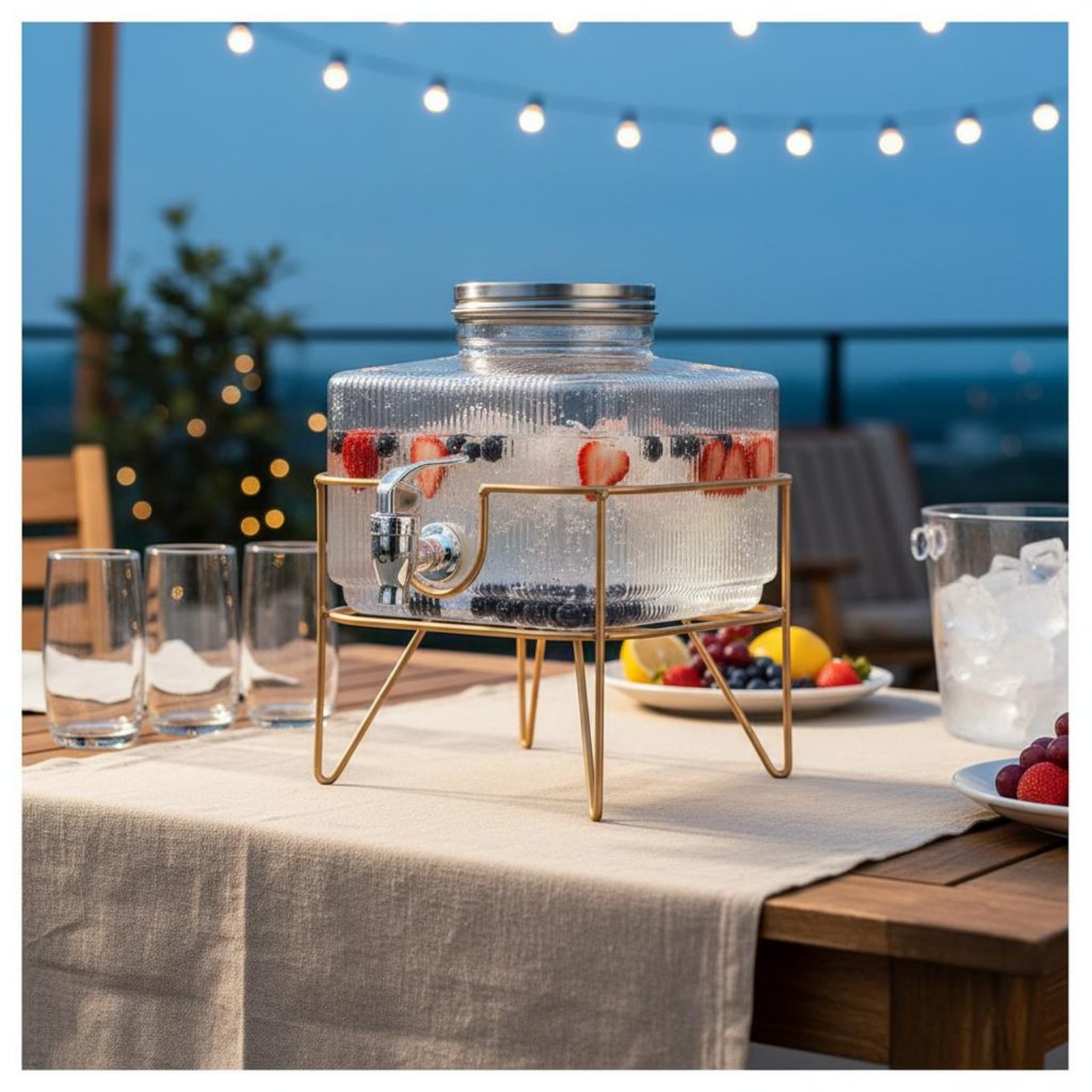 Cold Drink Dispenser - Glass Beverage Dispenser with Spigot Food-Grade