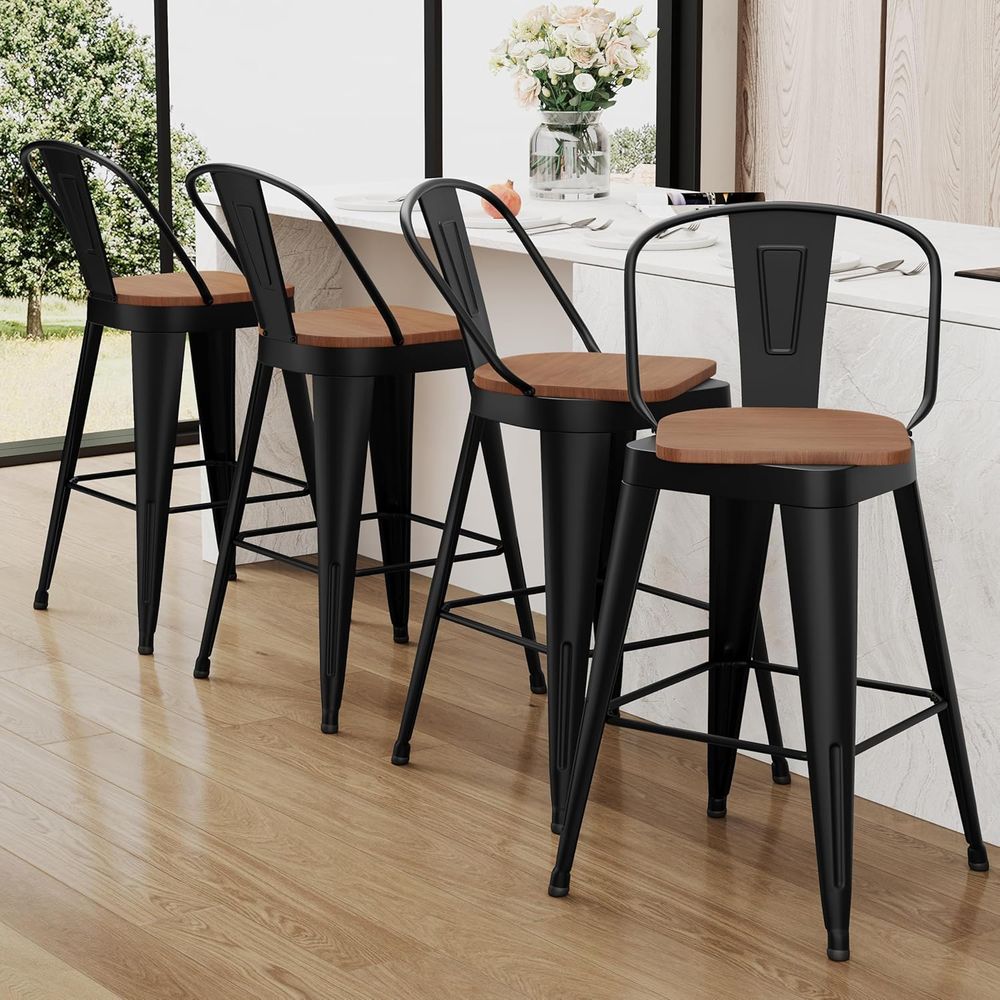 Commercial Kitchen And Bar - Set of 4 Metal 30 Swivel