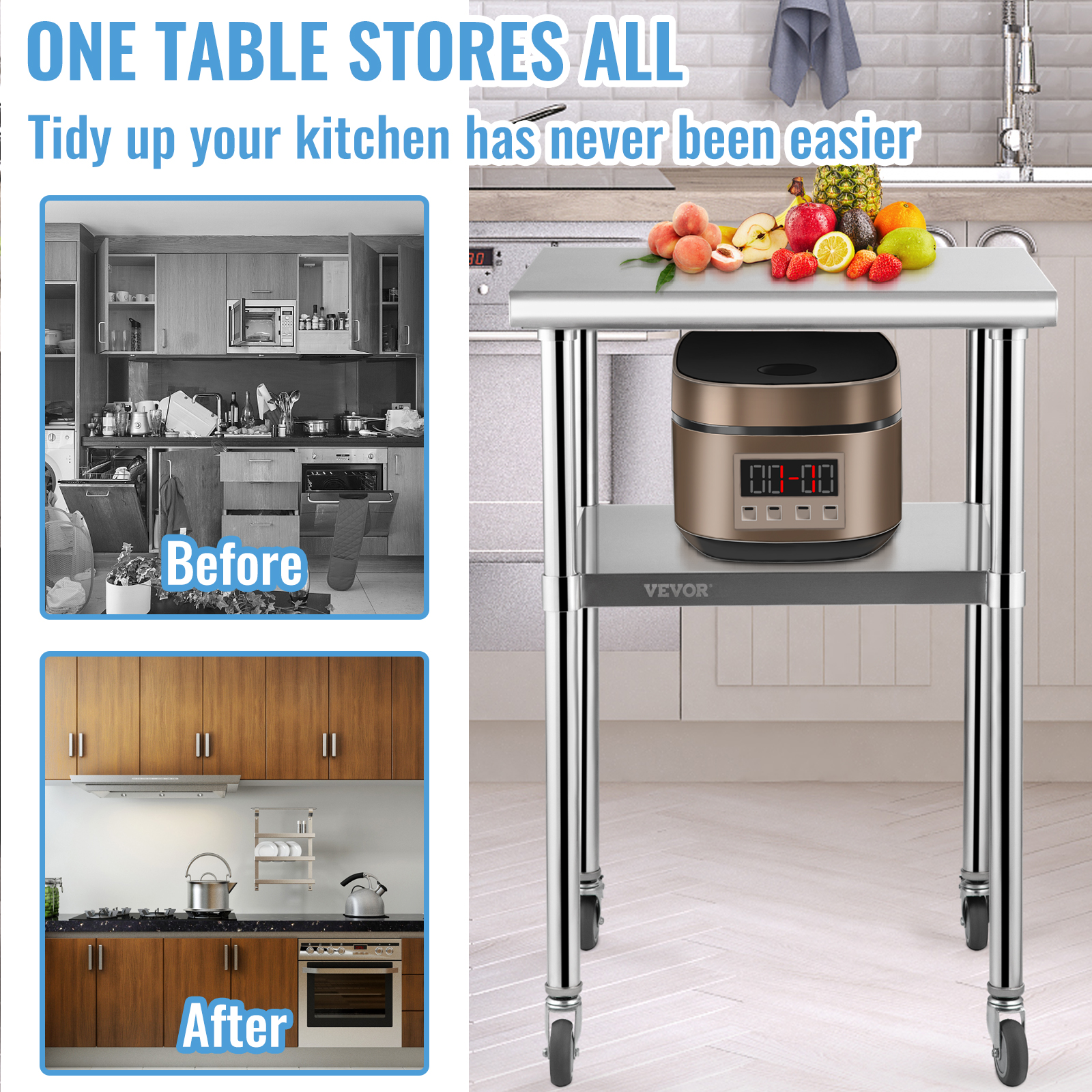 SucceBuy 24 x 24 in Stainless  – Commercial Kitchen Tables Bewertung und Preis
