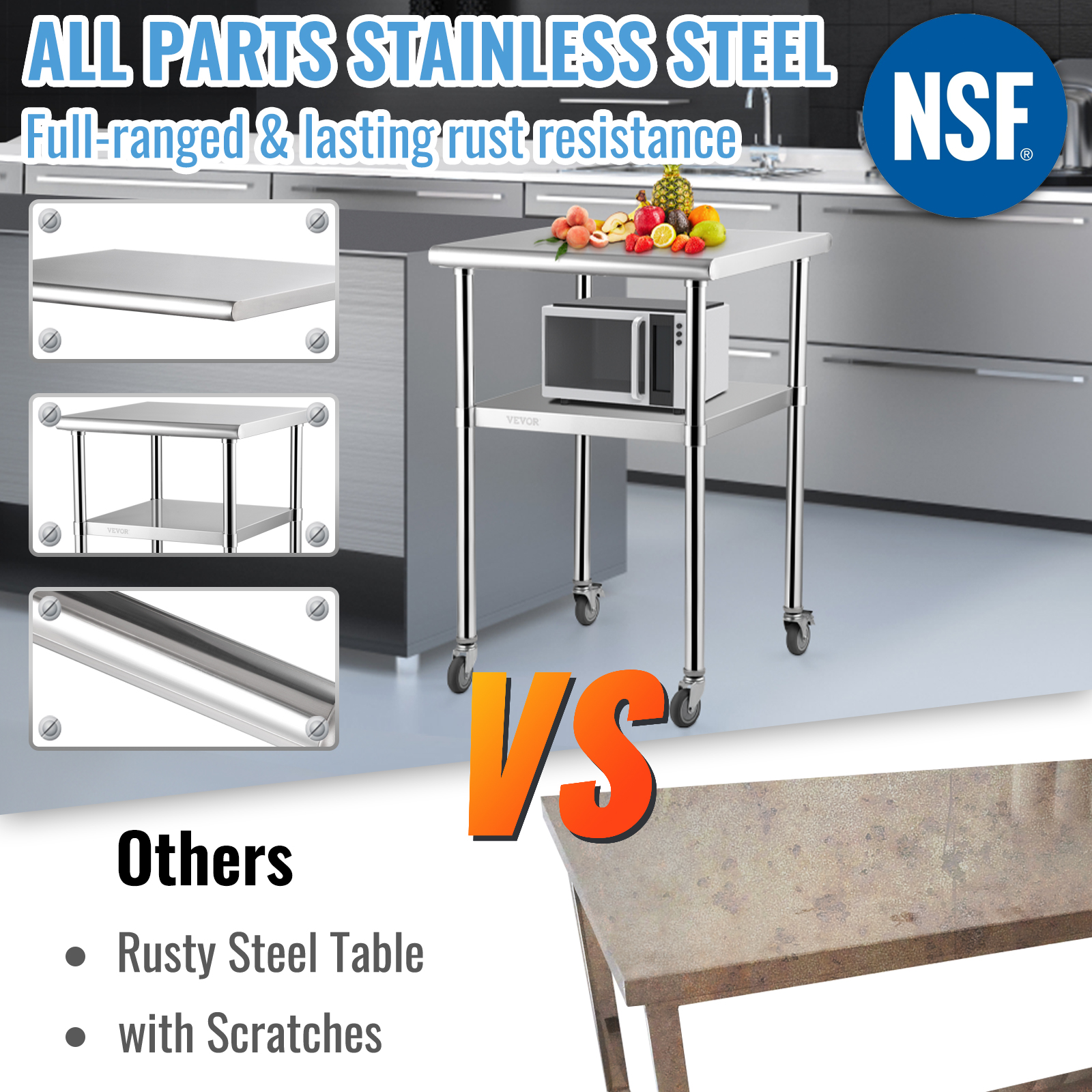 SucceBuy 24 x 24 in Stainless  – Commercial Kitchen Tables Bewertung und Preis
