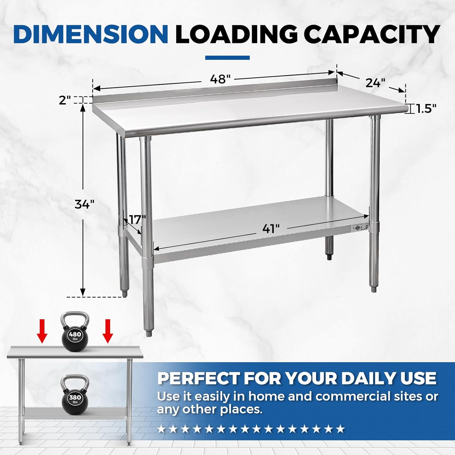 Stainless Steel Prep Table NSF – Commercial Kitchen Backsplash Bewertung und Preis