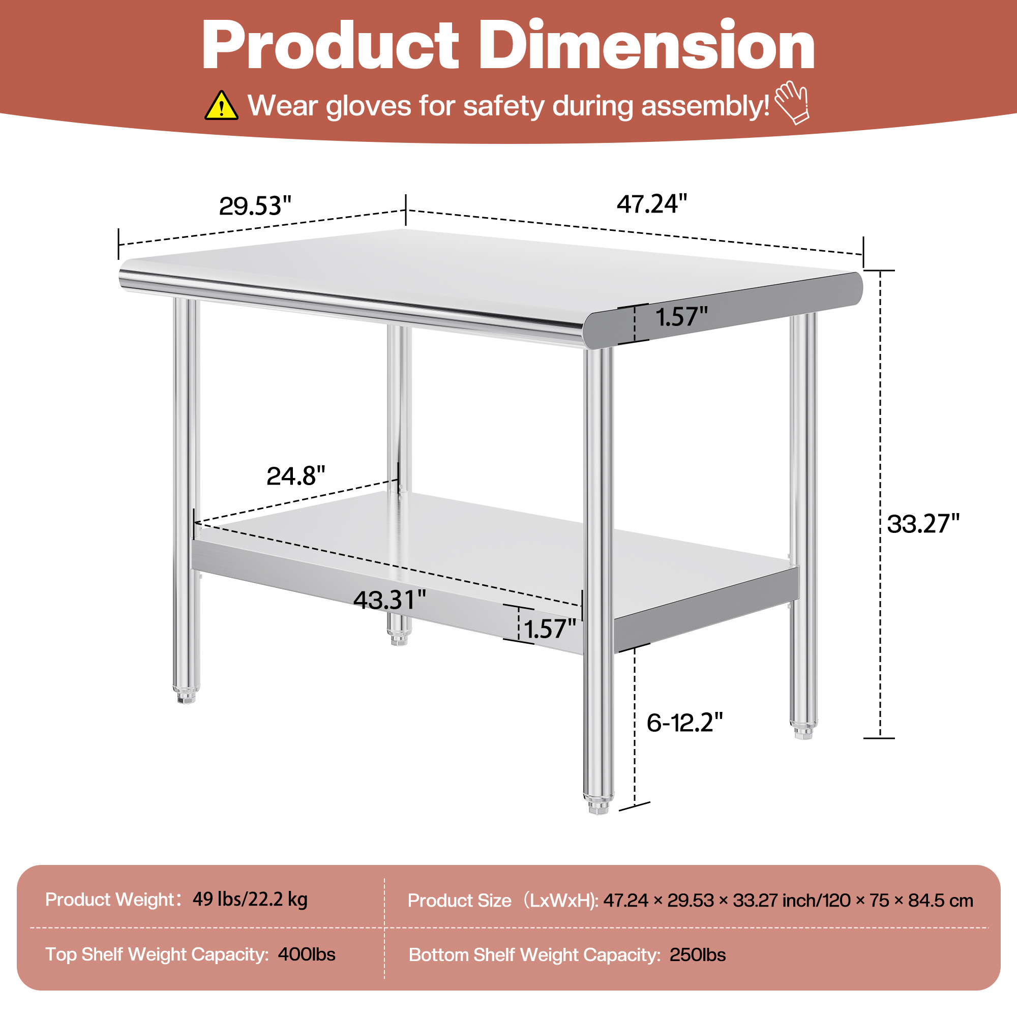 30×48–30×108 Inch Stainless St – Commercial Kitchen Tables Bewertung und Preis