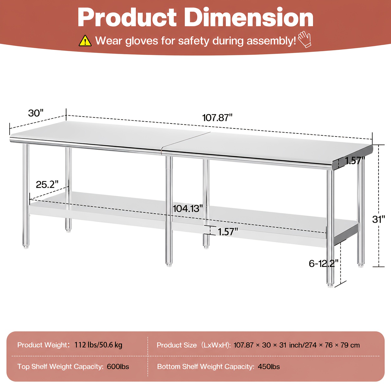 30×48–30×108 Inch Stainless St – Commercial Kitchen Tables Bewertung und Preis