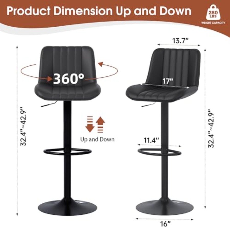 Modern Leather Bar Stools Swiv – Commercial Kitchen And Bar Bewertung und Preis