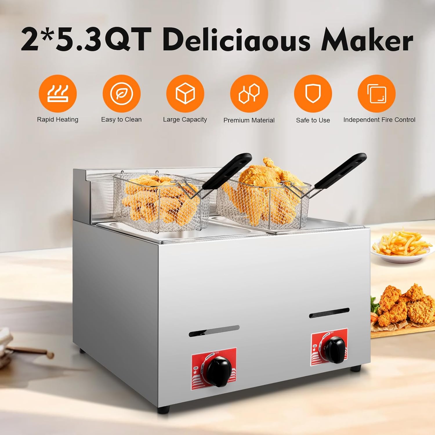 Stainless Steel Deep Double Cy – Deep Fryer Commercial Bewertung und Preis
