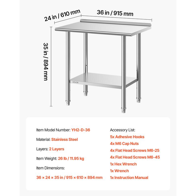 Stainless Steel Work Table, 24 – Commercial Kitchen Backsplash Bewertung und Preis