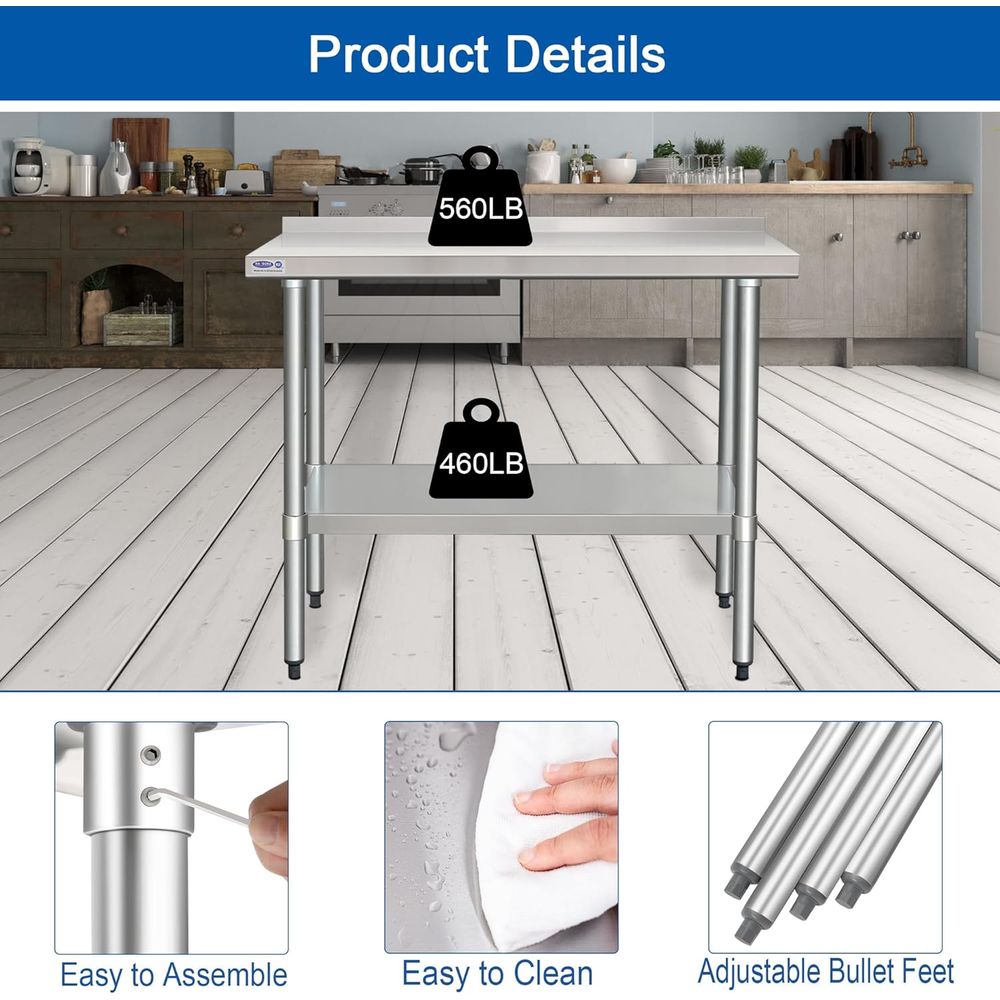 HARDURA StainlSteel Table with – Commercial Kitchen Backsplash Bewertung und Preis