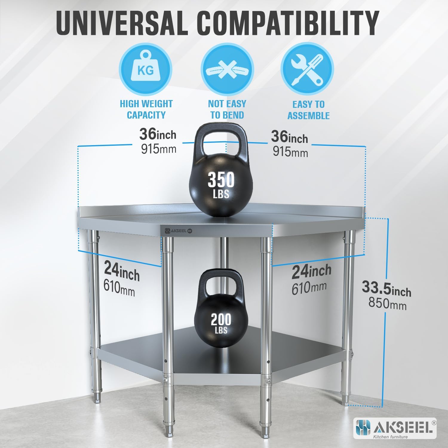 Stainless Steel Corner Work Ta – Commercial Kitchen Tables Bewertung und Preis