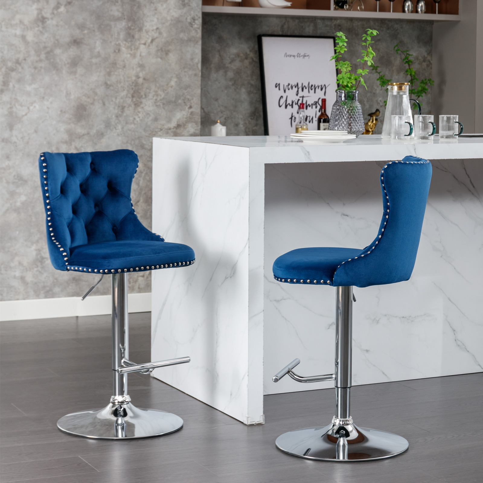 2PCS Swivel Velvet Bar Stools  – Commercial Kitchen And Bar Bewertung und Preis